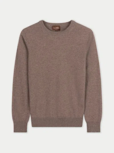 Gobi Cashmere Timeless Cashmere Crewneck Sweater In Brown