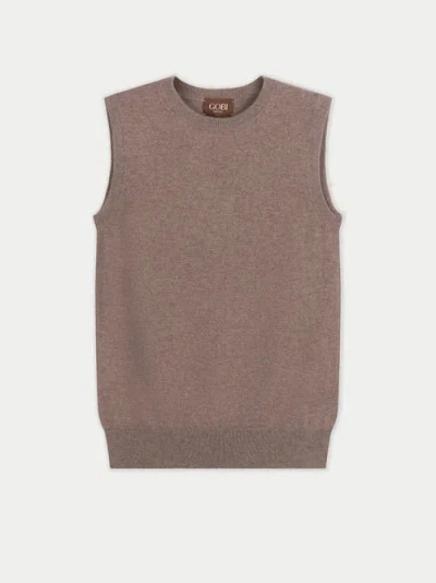 Gobi Cashmere Timeless Cashmere Crewneck Vest In Brown