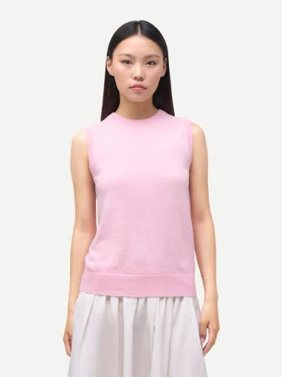 Gobi Cashmere Timeless Cashmere Crewneck Vest In Pink