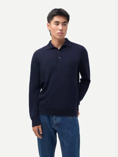 Gobi Cashmere Timeless Cashmere Polo Sweater In Blue