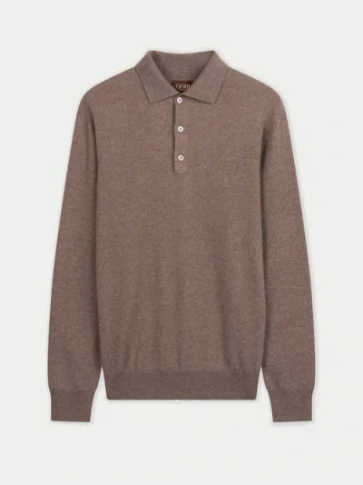 Gobi Cashmere Timeless Cashmere Polo Sweater In Brown
