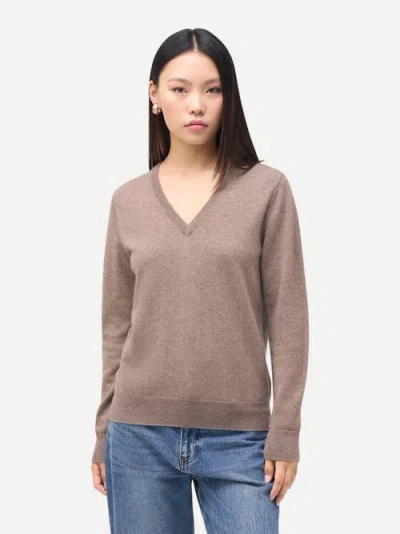 Gobi Cashmere Timeless Cashmere V-neck Sweater In Brown