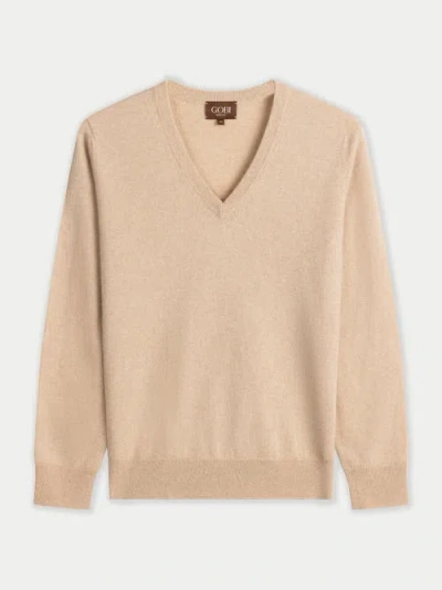 Gobi Cashmere Timeless Cashmere V-neck Sweater In Sand
