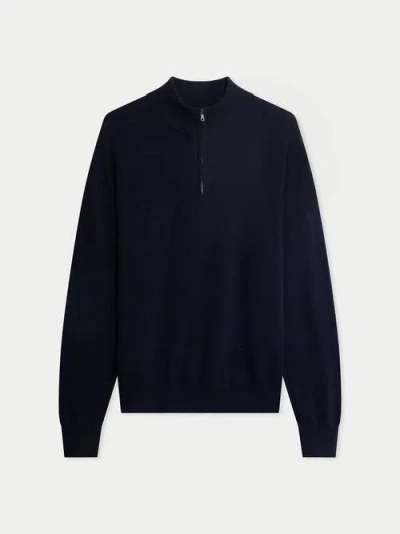Gobi Cashmere Timeless Half-zip Cashmere Sweater In Blue