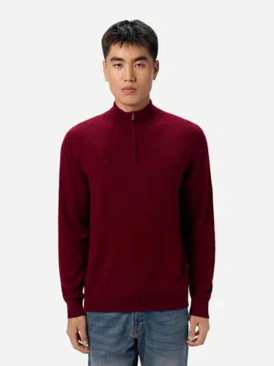 Gobi Cashmere Timeless Half-zip Cashmere Sweater In Burgundy