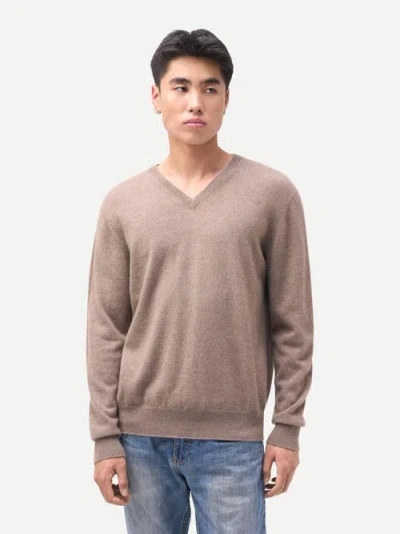 Gobi Cashmere Timeless V-neck Cashmere Sweater In Brown