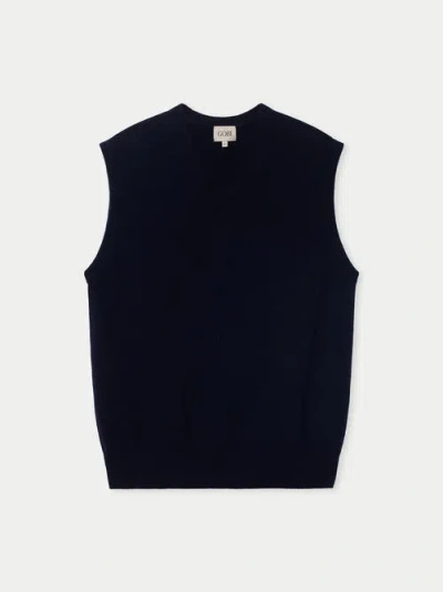 Gobi Cashmere Timeless V-neck Cashmere Vest In Blue