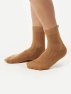 Gobi Cashmere Trim Knit Bed Socks In Almond