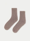 Gobi Cashmere Trim Knit Bed Socks In Cocoa