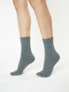 Gobi Cashmere Trim Knit Bed Socks In Dim Gray