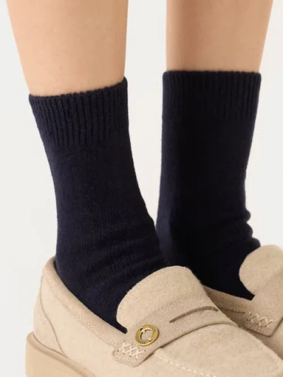 Gobi Cashmere Unisex Cashmere Jersey Knit Bed Socks In Blue