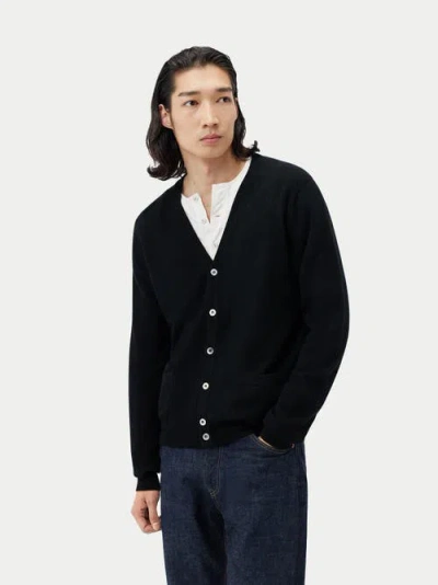 Gobi Cashmere V Neck Button Cardigan In Black