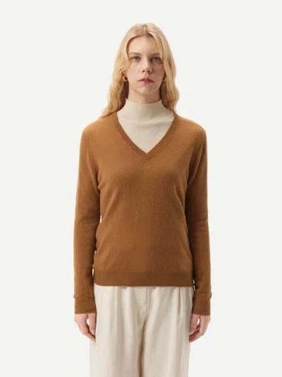 Gobi Cashmere V-neck Sweater In Brown