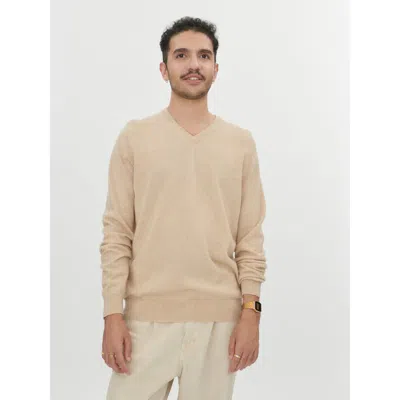 Gobi Cashmere V-neck Sweater In Beige