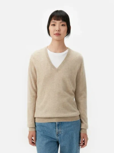 Gobi Cashmere V-neck Sweater In Warm Grey