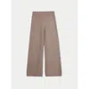 Gobi Cashmere Wide-leg Ajour Knit Cashmere Pants In Brown