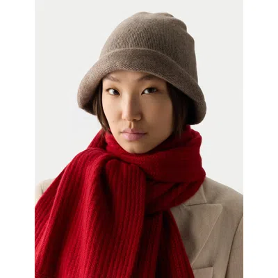 Gobi Cashmere Wide Rib Knit Scarf In Red