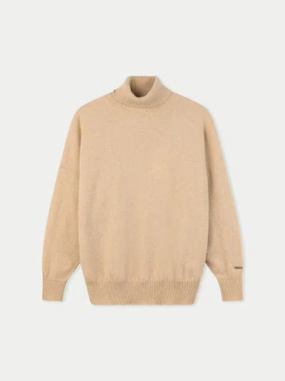 Gobi Cashmere Women T-neck Cashmere Sweater In Sand