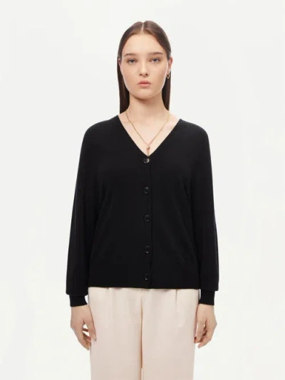 Gobi Mongolian Cashmere 3d Button-up Cardigan In Black