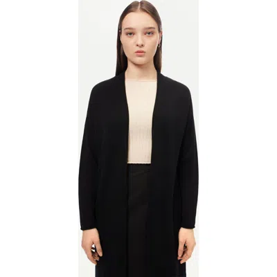 Gobi Mongolian Cashmere 3d Longline Cardigan In Black