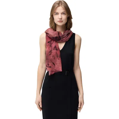 Gobi Mongolian Cashmere Abstract Floral Printed Cashmere Shawl In White