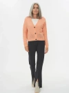 Gobi Mongolian Cashmere Ajour Knit Cardigan In Peach Nectar