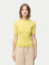 Gobi Mongolian Cashmere Ajour-knit Cashmere Silk Top In Blazzing Yellow