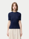 Gobi Mongolian Cashmere Ajour-knit Cashmere Silk Top In Mood Indigo