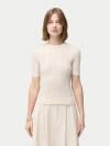 Gobi Mongolian Cashmere Ajour-knit Cashmere Silk Top In Whisper White