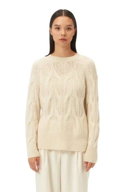 Gobi Mongolian Cashmere Ajour-knit Cashmere Sweater In Off White