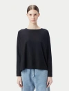 Gobi Mongolian Cashmere Boatneck Cotton Silk Cashmere Blend Sweater In Black