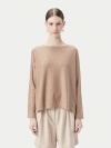Gobi Mongolian Cashmere Boatneck Cotton Silk Cashmere Blend Sweater In Timber Wolf