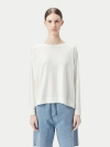 Gobi Mongolian Cashmere Boatneck Cotton Silk Cashmere Blend Sweater In White