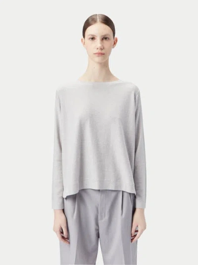 Gobi Mongolian Cashmere Boatneck Cotton Silk Cashmere Sweater In Wind Chime