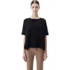 Gobi Mongolian Cashmere Box-cut Cotton Silk Cashmere Blend T-shirt In Black