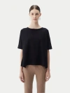 Gobi Mongolian Cashmere Box-cut Cotton Silk Cashmere Blend T-shirt In Black