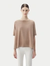 Gobi Mongolian Cashmere Box-cut Cotton Silk Cashmere Blend T-shirt In Timber Wolf