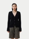 Gobi Mongolian Cashmere Buttoned Cashmere V-neck Cardigan In Black