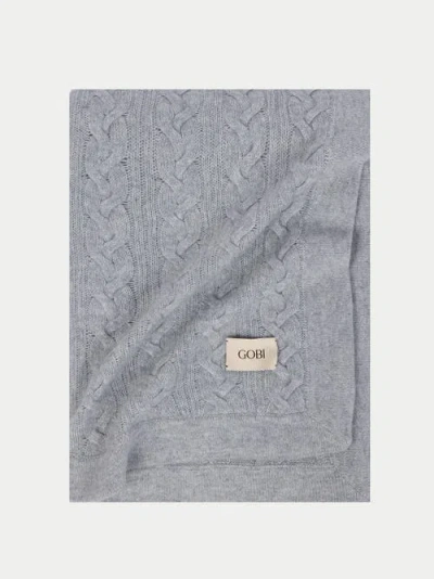 Gobi Mongolian Cashmere Cable Knit Blanket In Gray