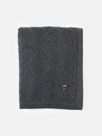 Gobi Mongolian Cashmere Cable Knit Blanket In Black