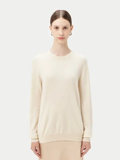 Gobi Mongolian Cashmere Cashmere Crew Neck Sweater In Off White