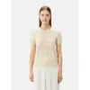 Gobi Mongolian Cashmere Organic Color Short-sleeved Cashmere Crewneck Top In Off White
