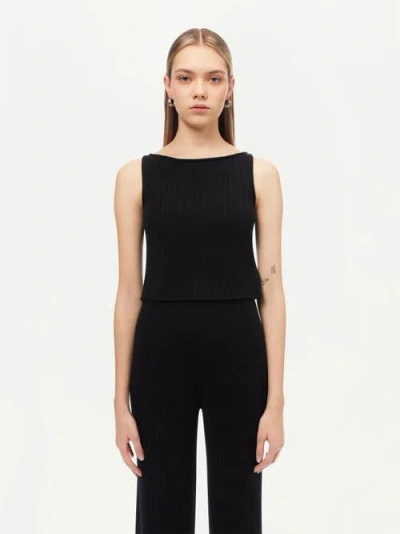 Gobi Mongolian Cashmere Cashmere Crop Top In Black