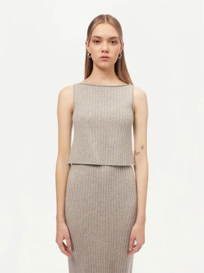 Gobi Mongolian Cashmere Cashmere Crop Top In Dawn Blue