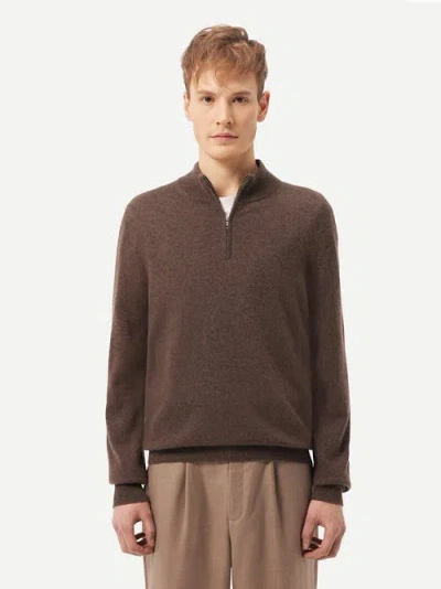 Gobi Mongolian Cashmere Cashmere Half-zip Sweater In Cocoa