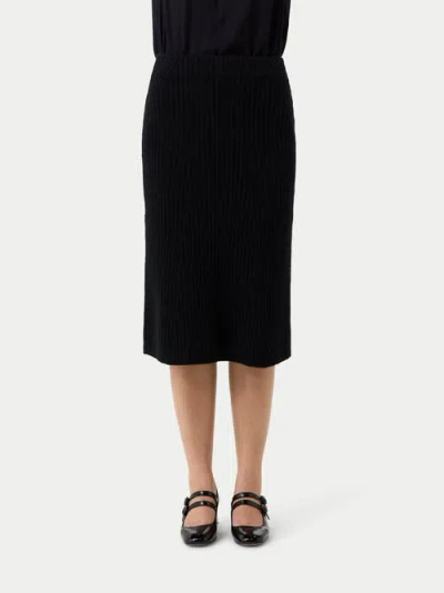 Gobi Mongolian Cashmere Cashmere Midi Flared Skirt In Black