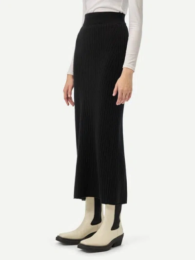 Gobi Mongolian Cashmere Cashmere Midi Skirt In Black