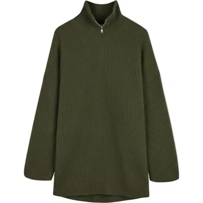 Gobi Mongolian Cashmere Cashmere Quarter-zip Sweater In Green
