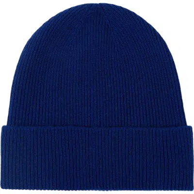 Gobi Mongolian Cashmere Cashmere Rib Knit Beanie In Deep Cobalt