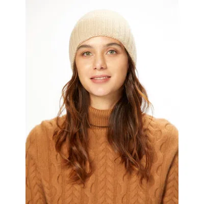 Gobi Mongolian Cashmere Cashmere Rib Knit Hat Unisex In Beige